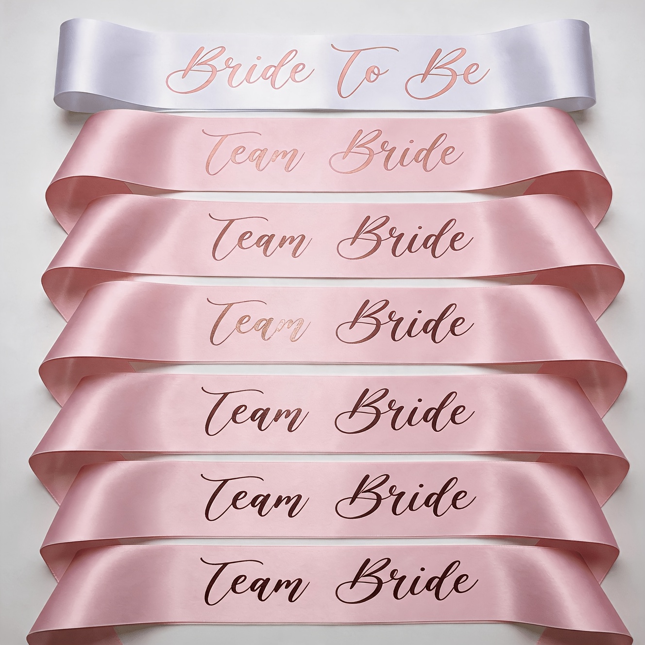 TEMU Lot de 7 écharpes en satin pour d' - Écharpes de fête nuptiale de couleur unie avec inscriptions "" et de d', accessoires de mariage pour