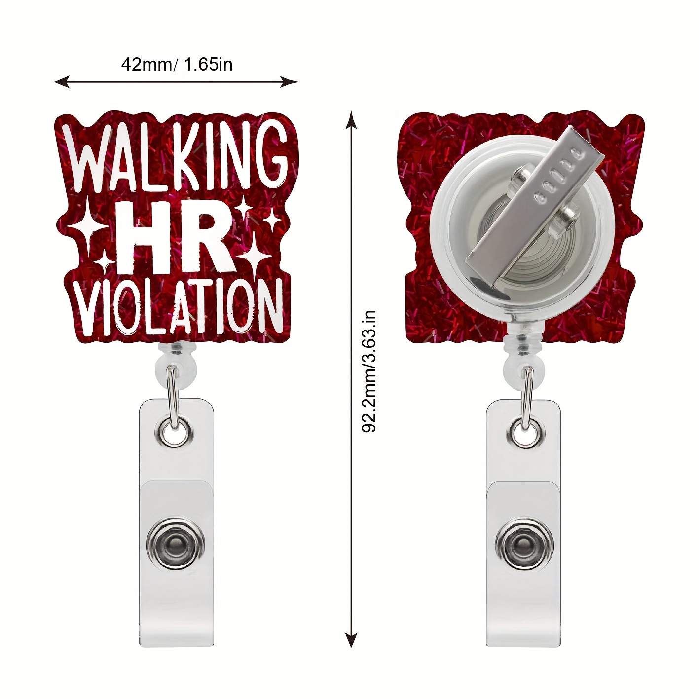 1pc Walking HR Violation Funny Badge Reel Cute Badge Reels Retractable Clip Accessories For Nurse, Work, Office Workers, Nurses, Nursing, Doctor