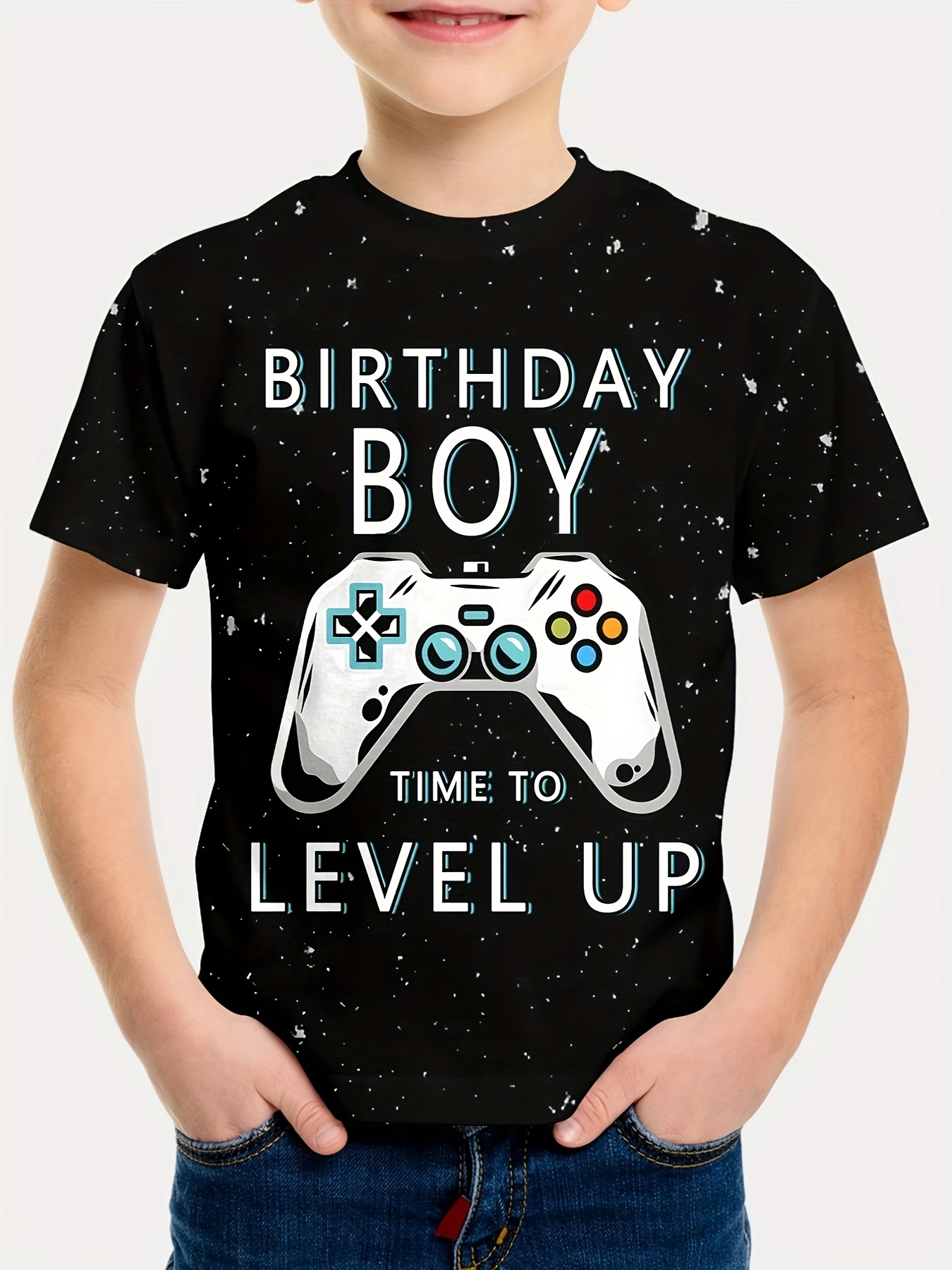 'birthday Boy' Gamepad Print T-Shirt Tees For Boys Casual Short Sleeve T-Shirt For Summer Spring Fall Tops As Gifts