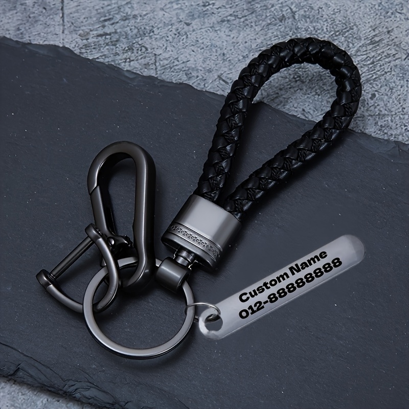 TEMU 1pc Custom Alloy Car Keychain Pendant, High-end Men's Metal Braided Rope Keychain, Cool Couple's Keychain Pendant, Cute Keychain, Personalized