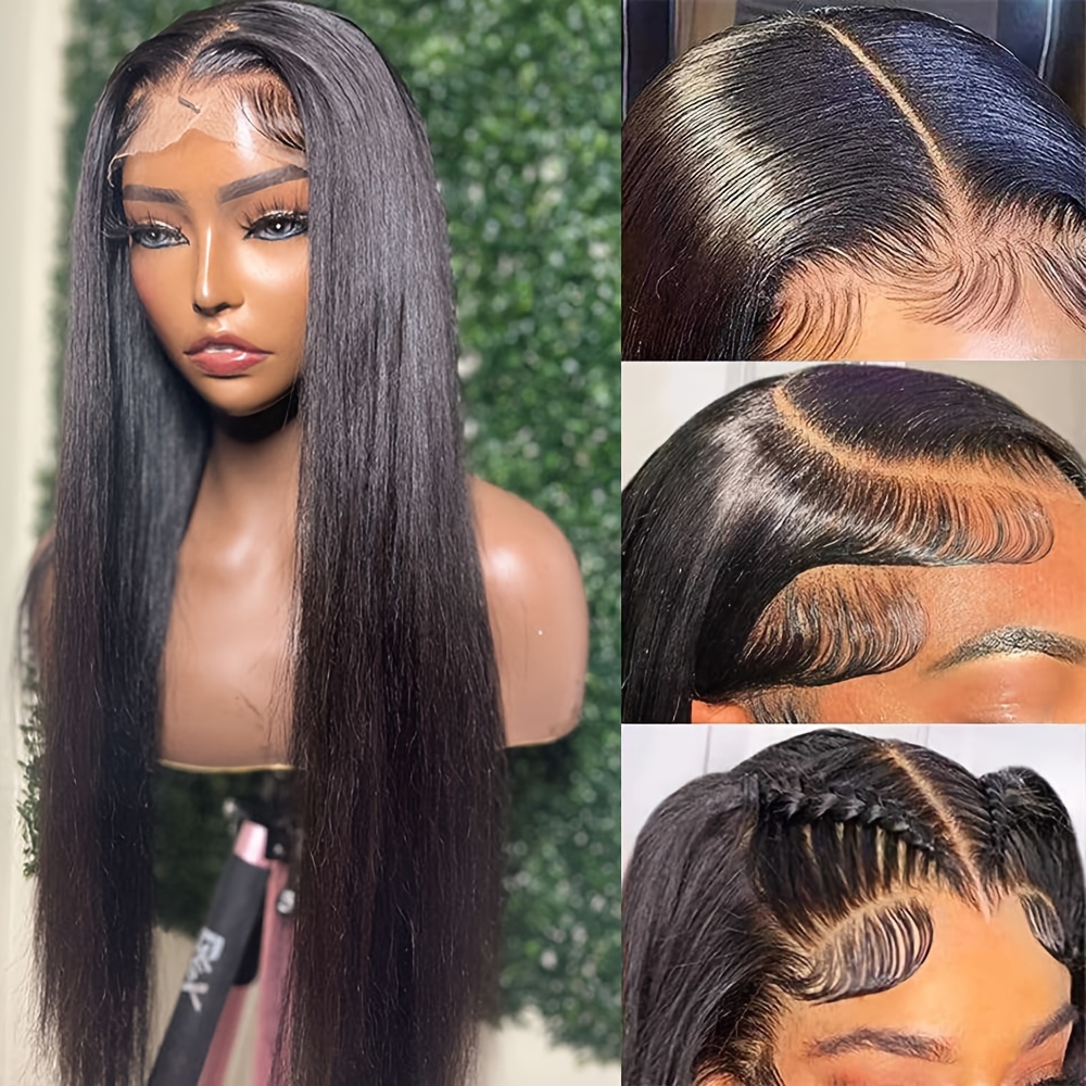 Image of Women' & Unisex Glueless Hd Lace Front Wig Suitable For - 13*4 Pre-plucked Hairline Straight Synthetic Hair Wig, Look For Daily Use, Parties, Photoshoots, Long Straight Wigs For Christmas Gift