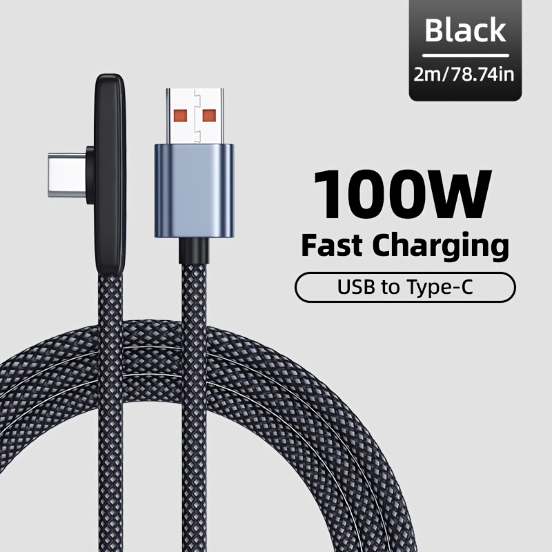 TEMU 100W USB Typ-C 90-Grad-Winkel-Schnelllade-Datenkabel, Schnelllade-USB-Typ-C-Handy-Ladekabel PD USB auf Typ-C-Ladekabel Datenkabel für iPhone für