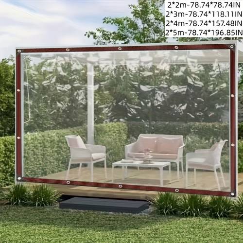. transparenter wasserdichter vorhang mit dichtungsring, als regenschutz windschutz für den außenbereich, garten/balkon/hof/hühnerstall, gartenschutzwand, praktische lösung, strapazierfähiges material, wetterfeste abdeckung, markise für den außenbereich