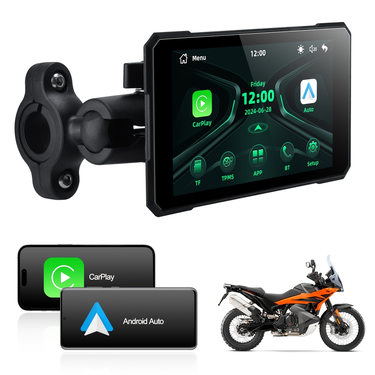 Plug-and-play 5" Motorcycle Gps With / Auto, Sunlight Touchscreen For & Road Trip