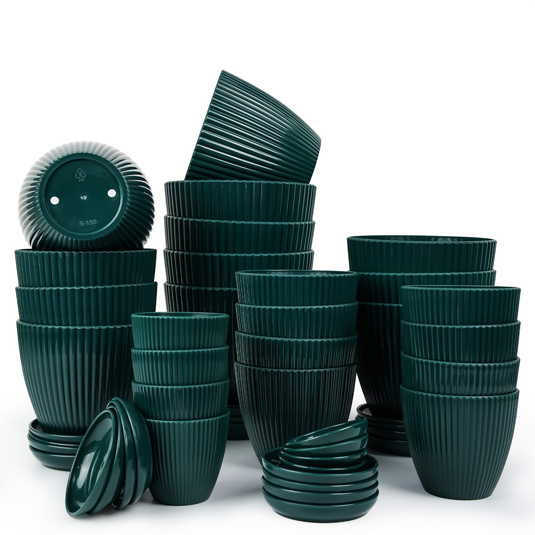 

24 Pcs, Designer Flower Pots, Minimalist Plastic Planters With , Plastic Planters For All Your Gardening Needs, Plant Planters With Drainage Holes And Trays