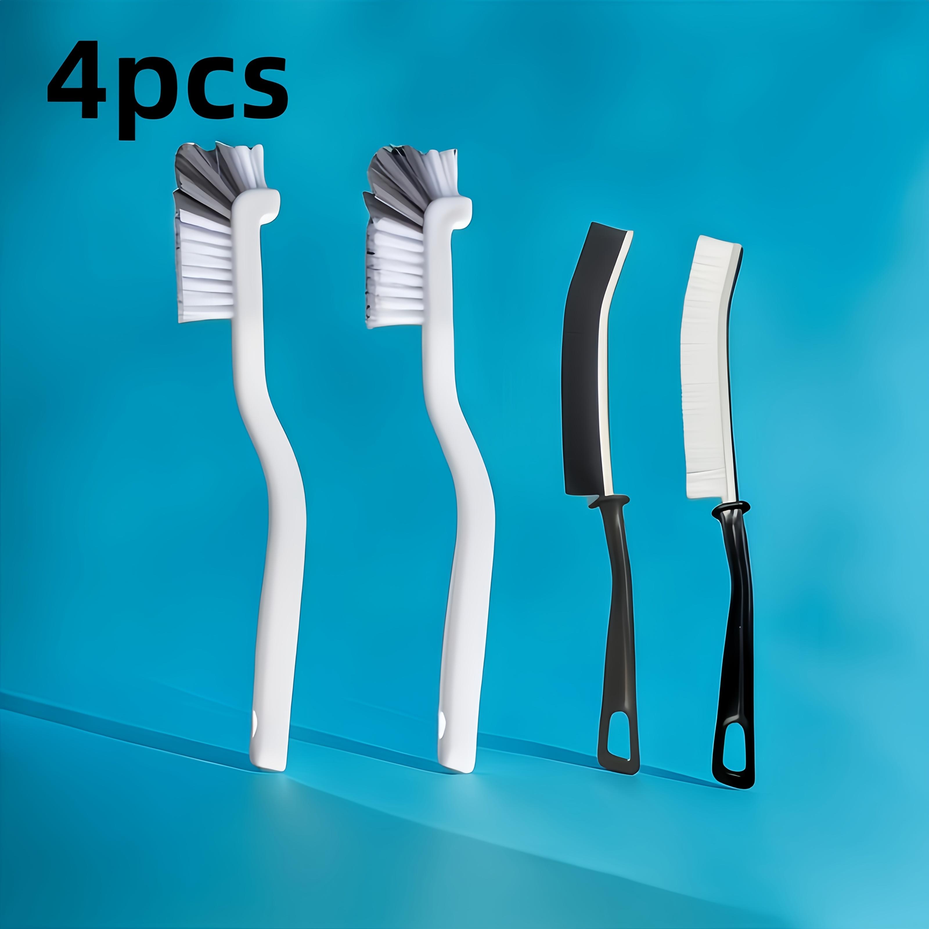 Image of 1/4 Cleaning Brush Set, Suitable For Kitchen, Bathroom, Corners, Tile , Sinks, Cups, Teapots, Bottles, And Blender Bristle Cleaning Supplies