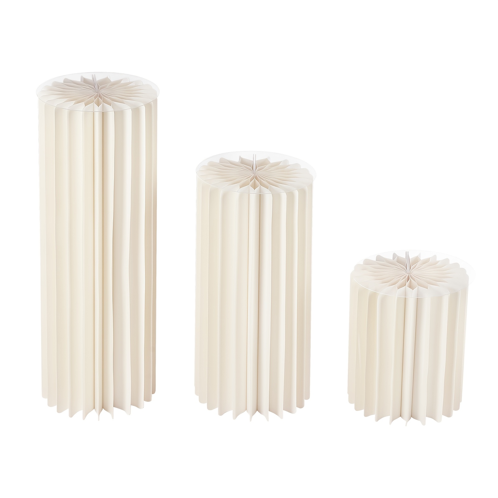 TEMU 3pcs Foldable Cardboard Flower Stands Wedding Centerpieces Vase Dessert Table Party Decor Cylinder Display Pedestal (40+60+80cm)