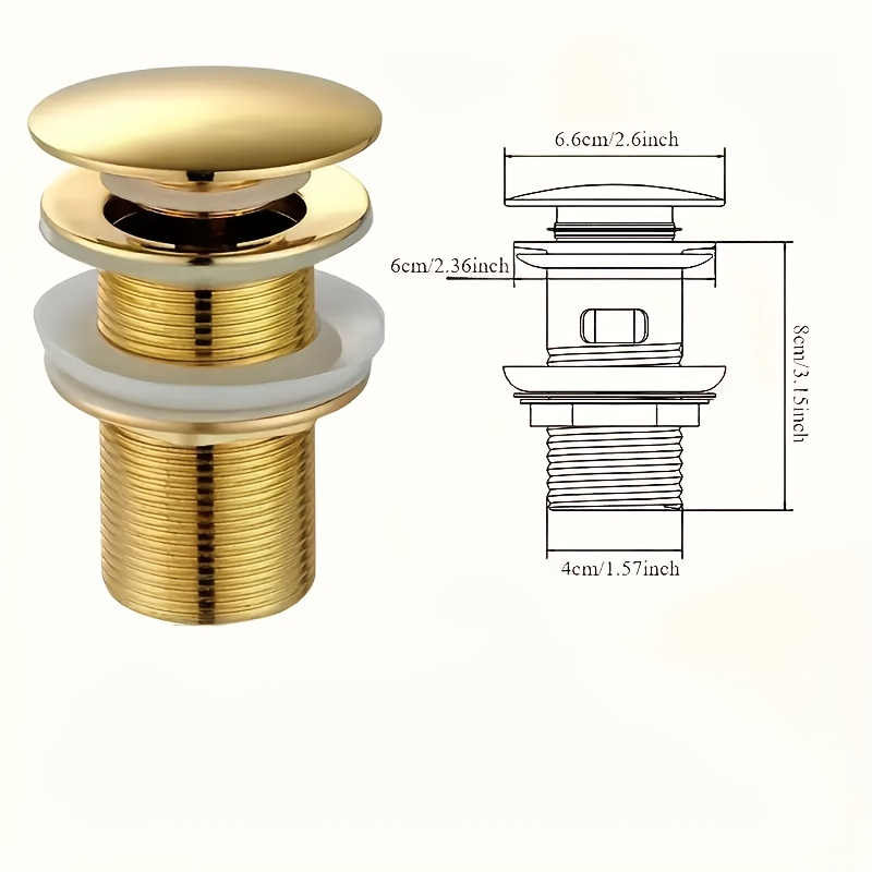 Stainless Steel Pop-Up Sink Drain Stopper with Painted Finish, Suitable for Bathroom and Kitchen Drains, Manual Operation, Matte Black, Golden Pull, Electroplated Silver, Available in Three Colors
