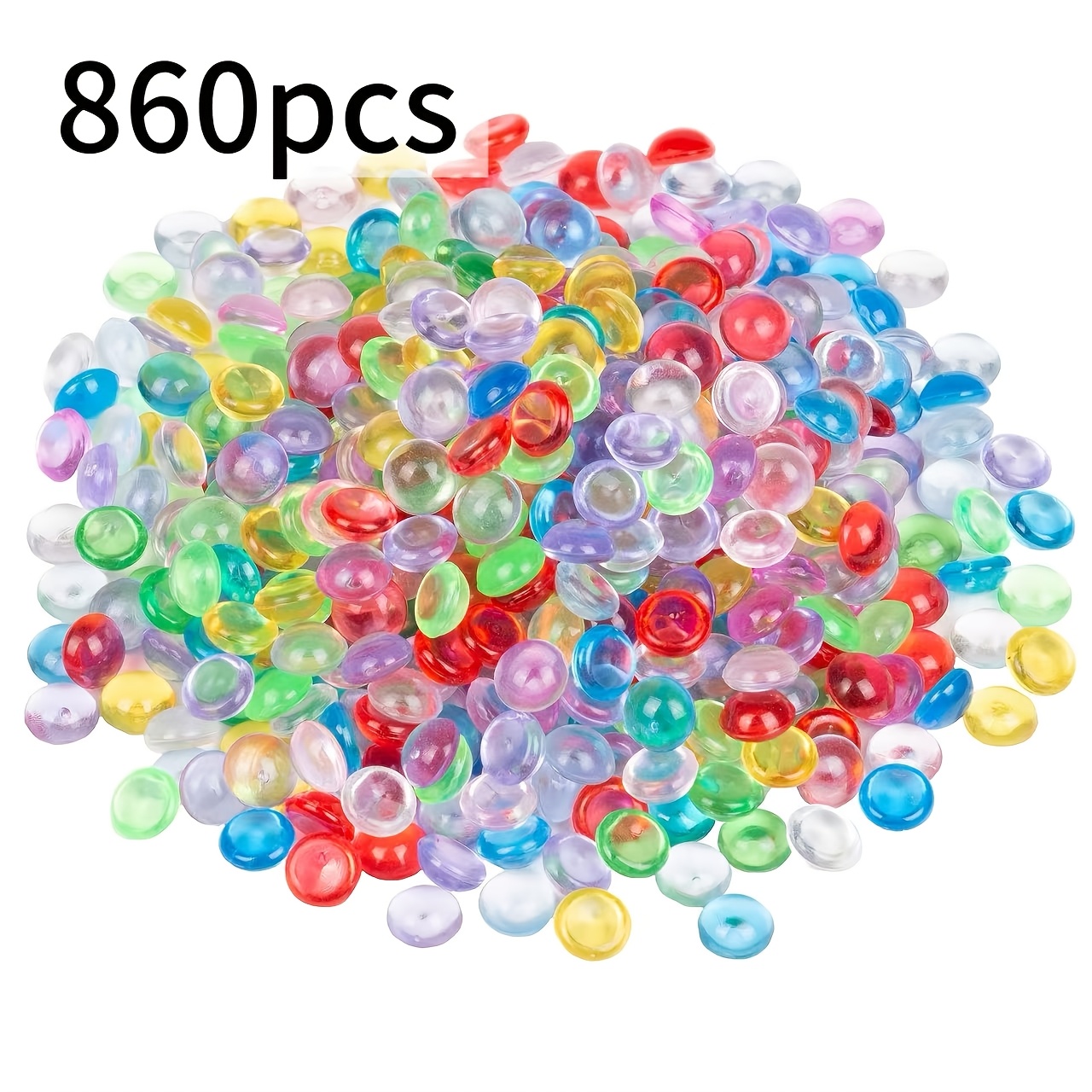 TEMU 860 pièces de perles plates en acrylique de couleurs mélangées, adaptées pour remplissage de vase, décorations de mariage, fournitures de fête,