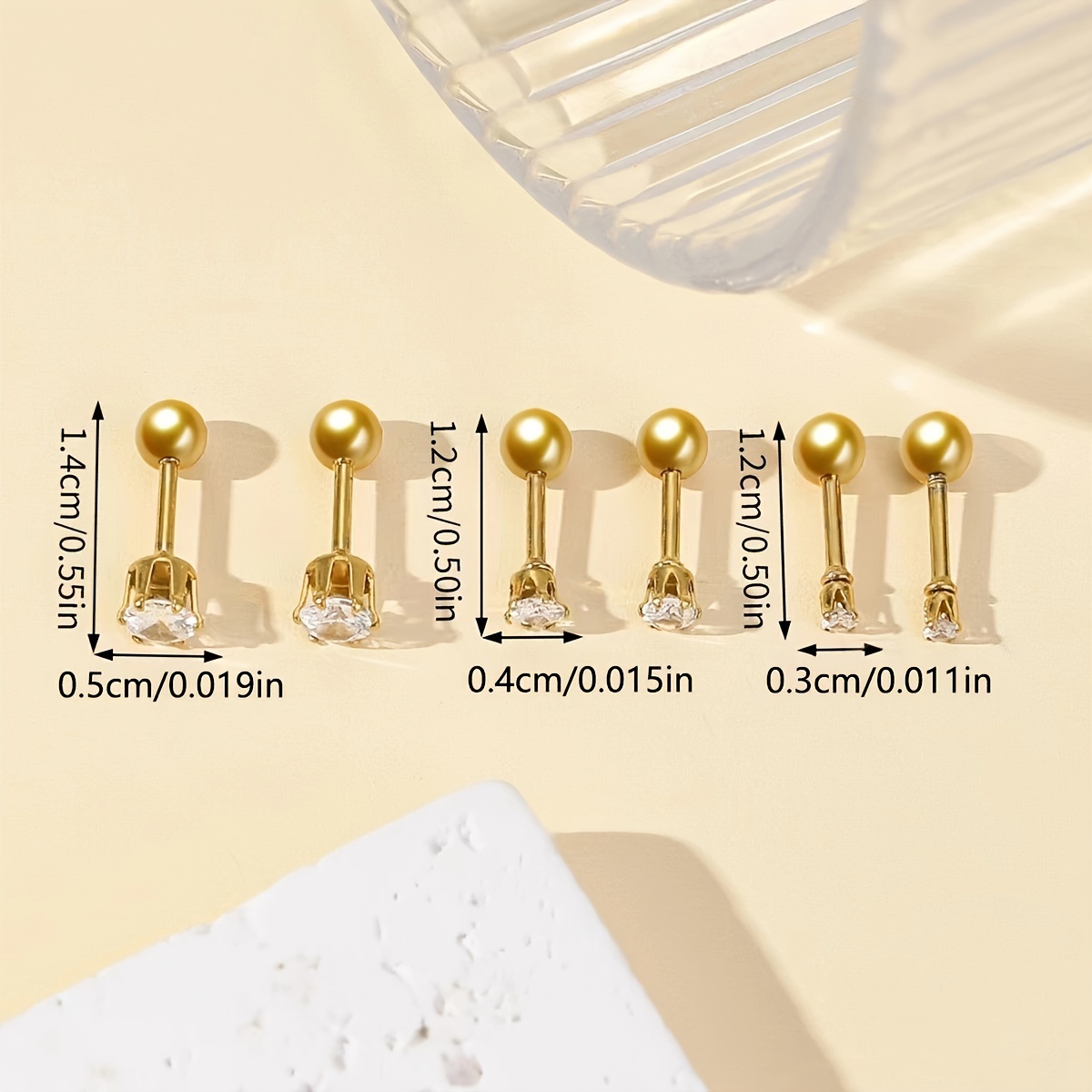 Fashionable Zirconia Hypoallergenic Small Stud Earrings