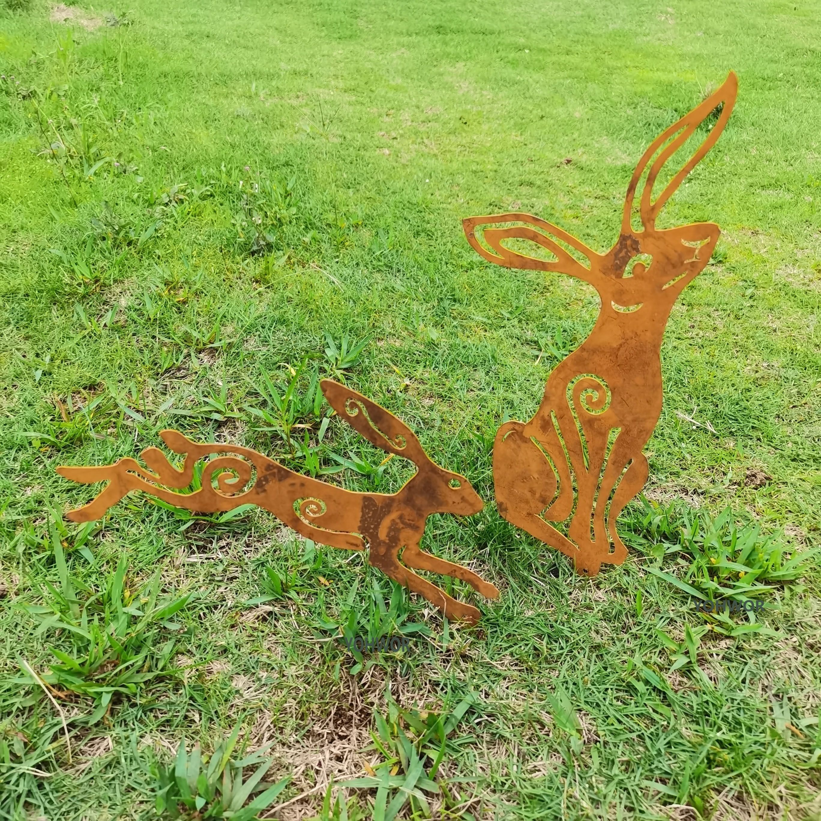 

Yohwor Rustic Metal Garden Stakes, Decorative Animal-themed Floor Mount Rabbit Silhouettes, Thanksgiving Outdoor Decor, No Electricity Or Battery Needed - Ideal For Mother's Day, Father's Day Gifts