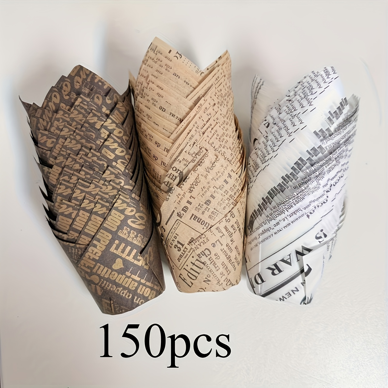 Image of 150pcs 3 Random Styles , Tulip Cupcake Cases, Standard Cupcake Liner Baking Assistant, Baking Paper Cupcake And Muffin Liners For Christmas Party Birthday
