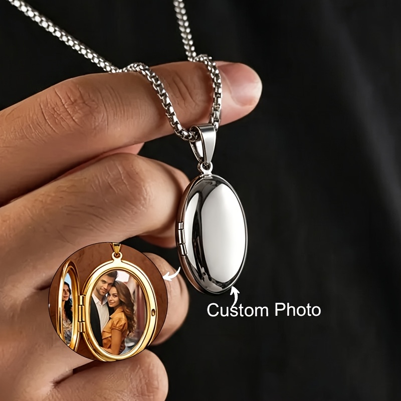 Customizable Stainless Steel Photo Heart Pendant Necklace