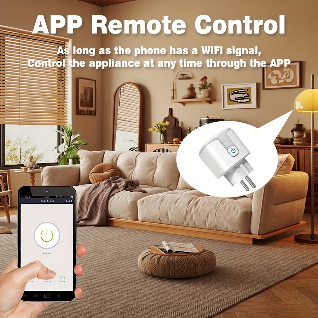 Priza inteligentă tuya wifi cu ștecher european 16a, activare vocală prin alexa și google home, control de la distanță prin aplicație, funcție timer și monitorizare a consumului de energie
