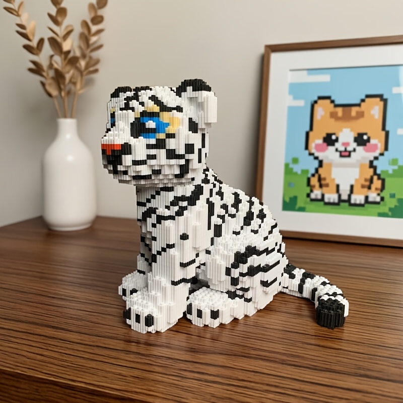 Animal Series White Tiger Building Blocks Micro-Particle Bricks