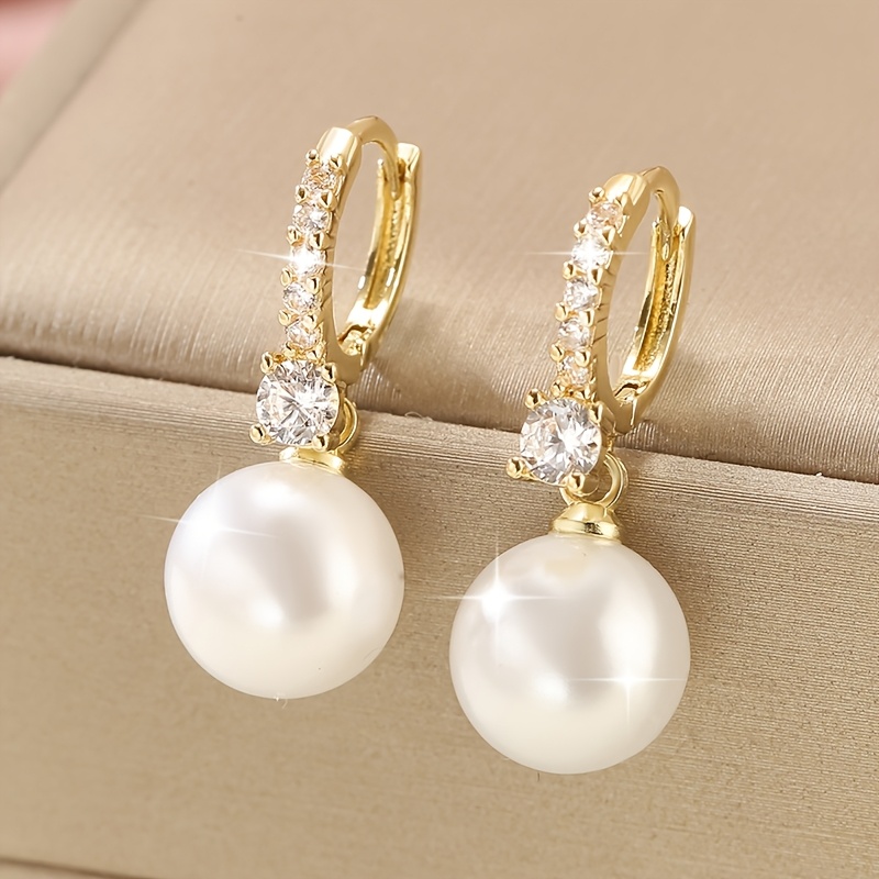 TEMU 1 Pair Of Luxurious And Elegant Copper-inlaid Synthetic Synthetic Zirconia Teardrop Pendant Earrings, Stylish And Sophisticated Women's Party
