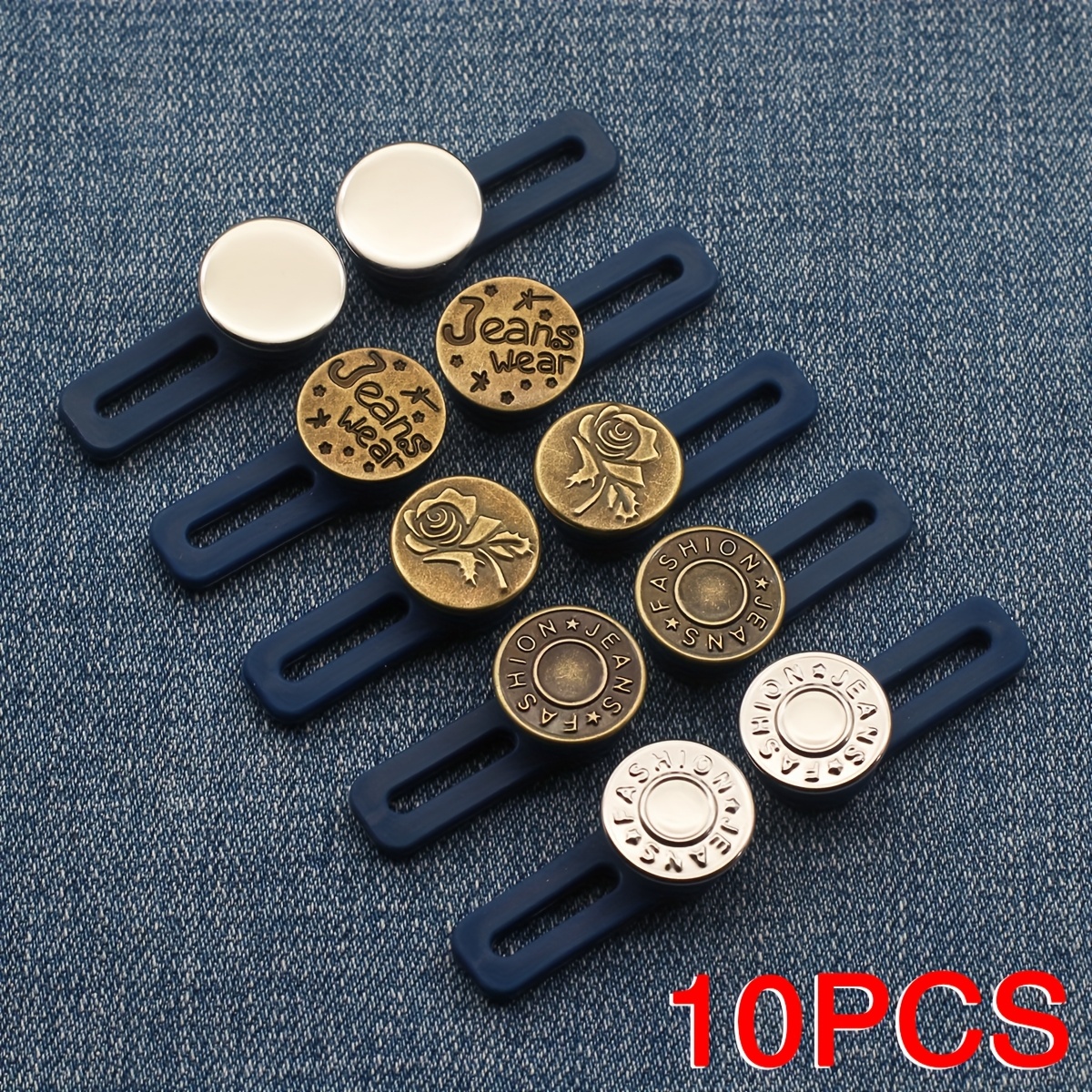 E-shop 10 Stück Verstellbare Taille-Verlängerungen Nahtlos mit Knopfverlängerern für Hosen, Einfache Montage und Wiederverwendbar