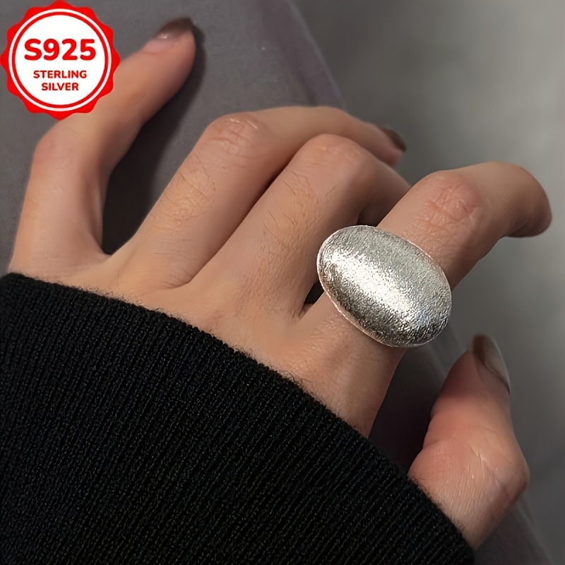 TEMU 925 Hypoallergenic Ring With Brushed Texture And Designer Feel, A Stylish, Elegant, And Versatile Ring, A Gift Suitable For All