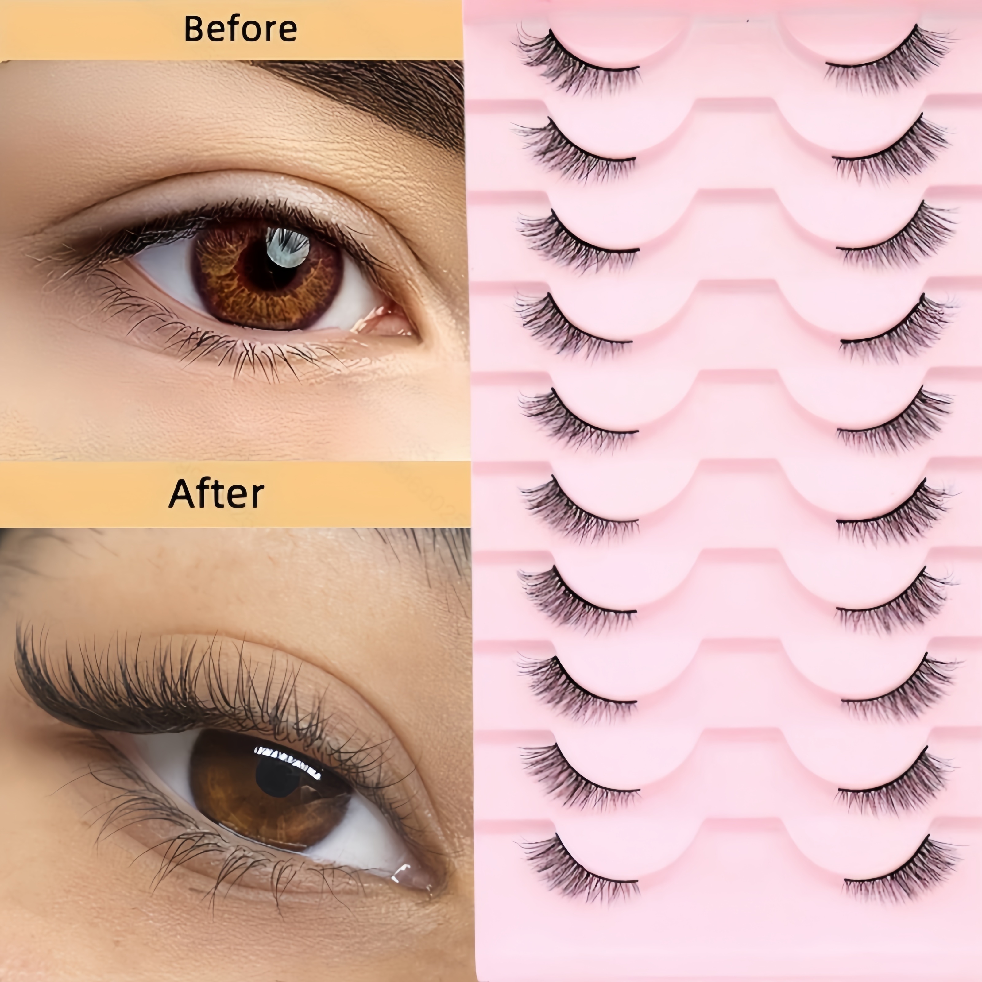 

10 Pairs Eye False Eyelashes - Versatile For , Work, Halloween & Christmas | Beginner-friendly, Multi-style Pack With Thicknesses 0.03mm/0.05mm/0.07mm