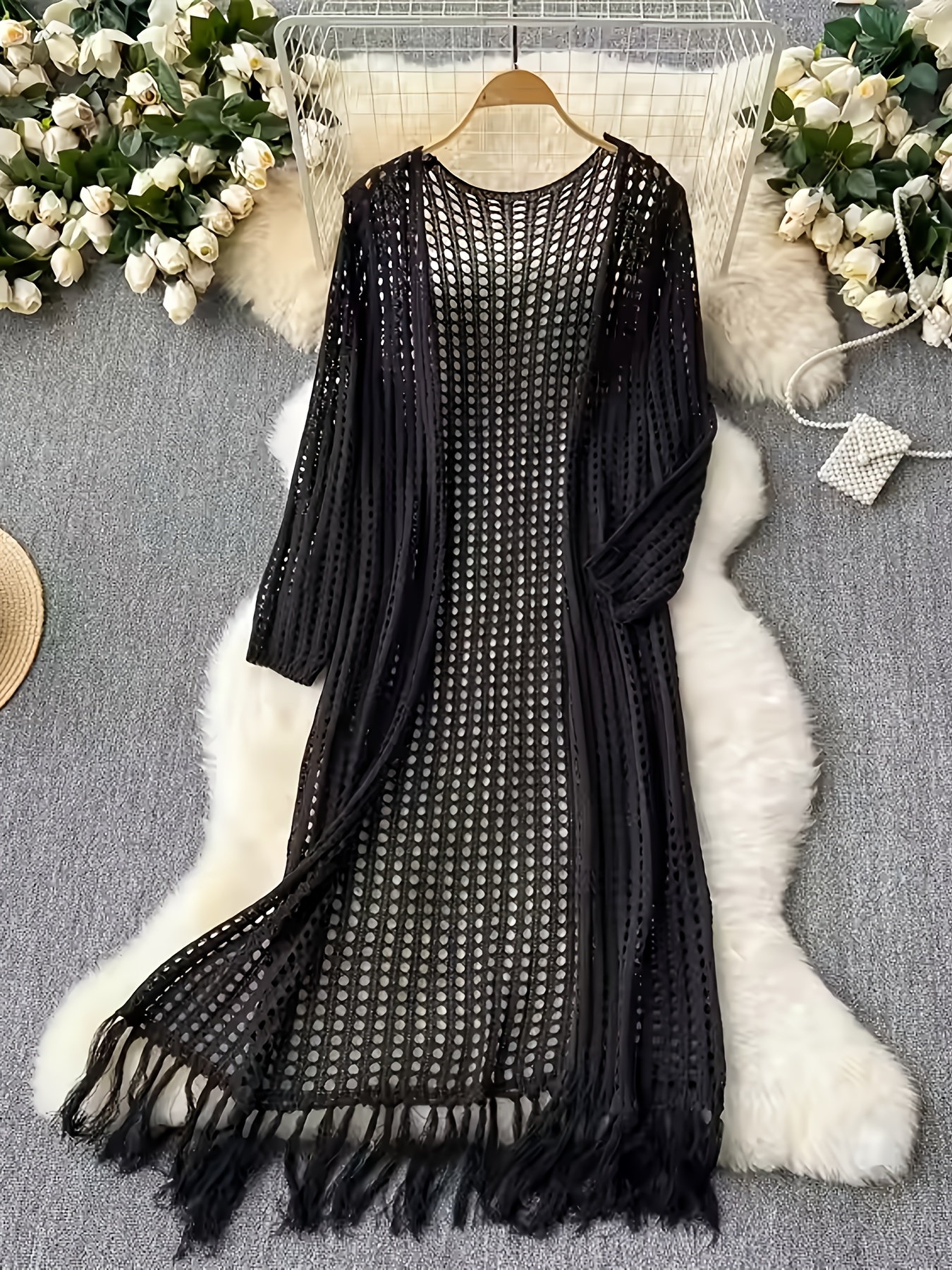 women's lightweight cardigan semi sheer black 100% polyester