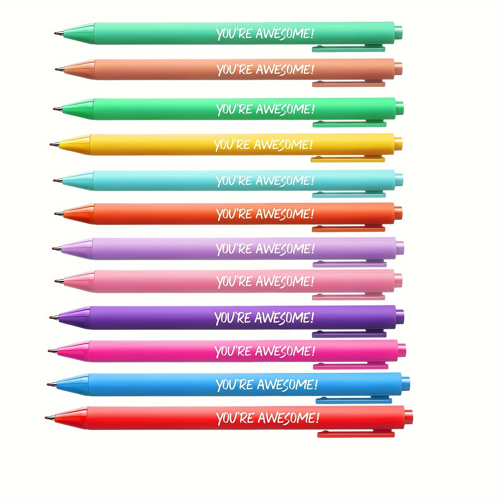 

12 Pcs Inspirational Ballpoint - You're ! - For , , Coworkers - Drying, Twist , , Suitable 14 And Up - Plastic