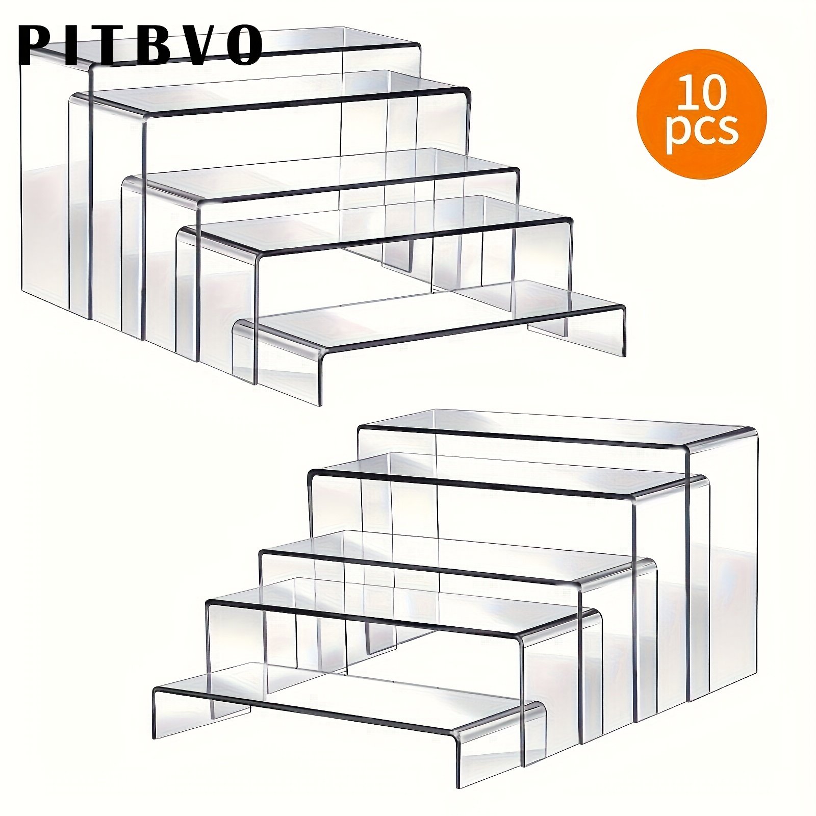 TEMU Clear Acrylic 3d Display Stands - 10 Pack, Suitable For Dolls, Cupcakes, Jewelry, Perfumes, Etc. 5 Sizes Of Acrylic Display Stands