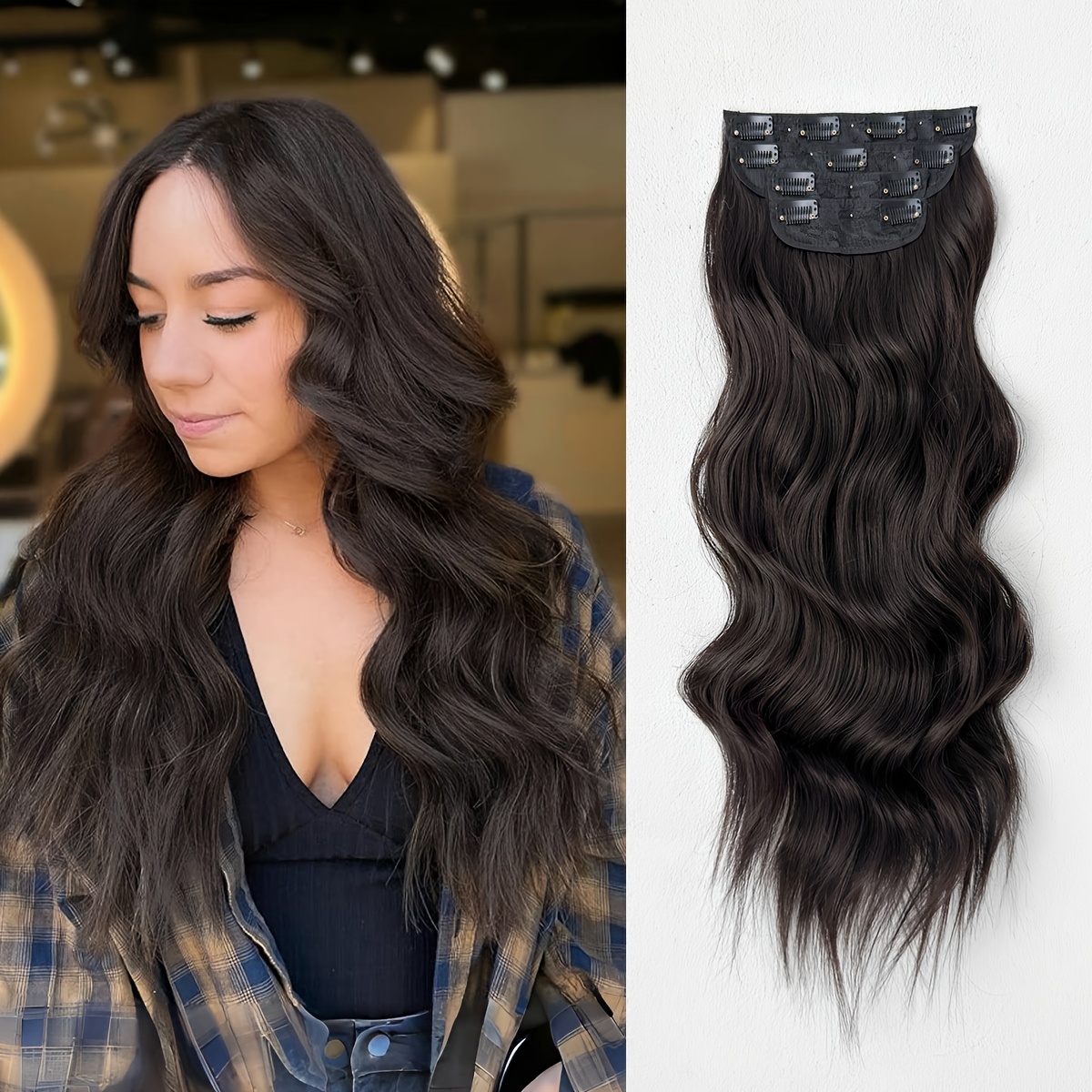   22 heat resistant synthetic hair patch ombre curly wave extensions for women multi ethnic friendly natural look   for daily use details 2