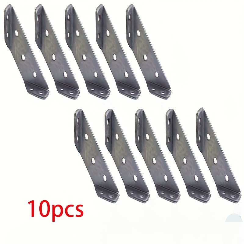 

A Set Of 10 Or 20 Heavy-duty Stainless Steel Corner Braces, Designed For Cabinet And Furniture Installation, Industrial-grade Hardware Pieces.