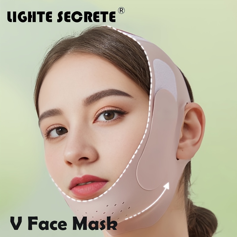 

Lighte V-face Lifting & Firming Mask With Belt - Breathable, For Jawline & Reduced Wrinkles, Light Color, Half-face, Skin-friendly Fabric, , Light