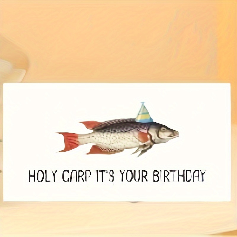 

Humorous Fishing Pun Birthday Card For Him - Carp Enthusiasts, Unique Stationery Gift