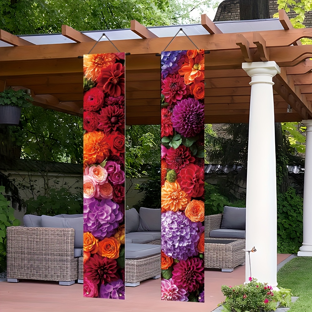 

1 Pair Spring Floral Polyester Door Banners, & Flower Patterns For Indoor/outdoor Porch Decor, Entryway Celebration Party Supplies, Home Decoration, Garden Decorations