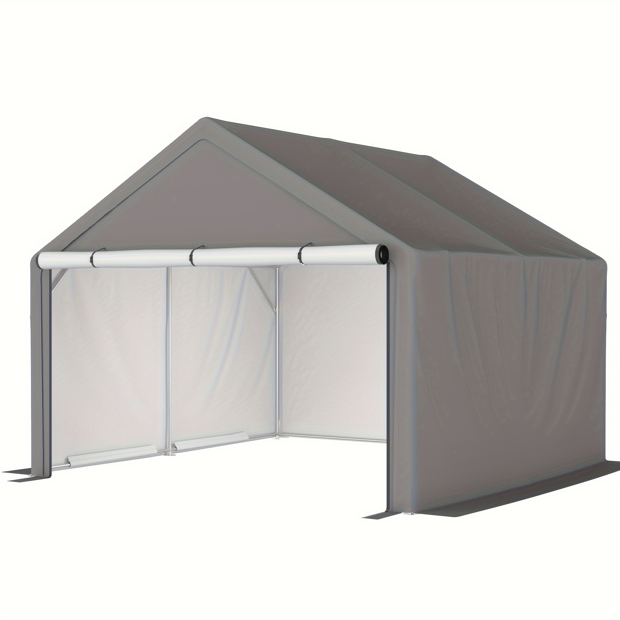 TEMU 10x10 Ft Portable Outdoor Storage Shelter Shed, Heavy Duty With Roll-up Doors, Ideal For Storing Sports Equipment, , Lawn Mowers, Motorcycles & Bikes - Gray