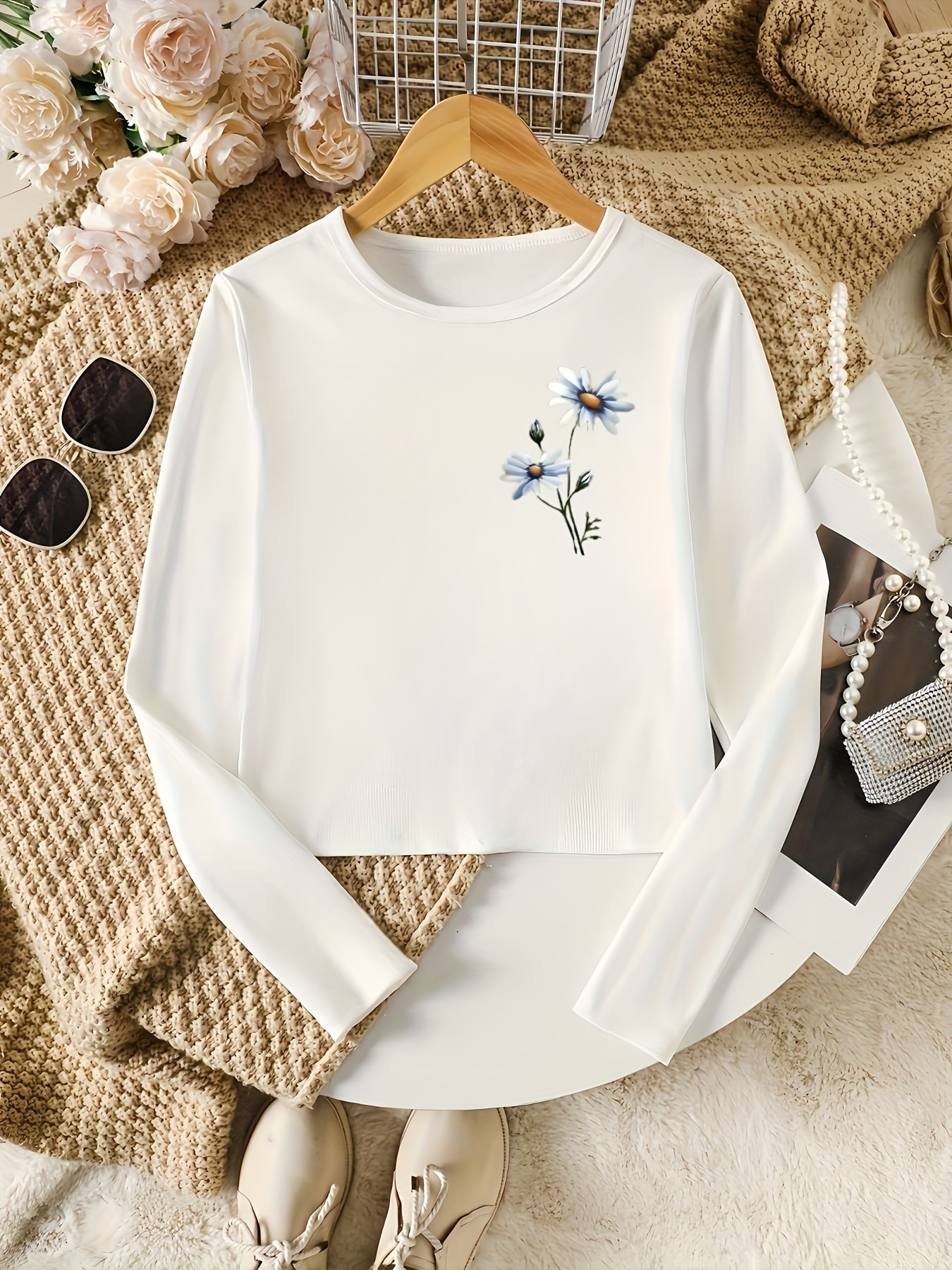 camiseta corta larga estampado floral jóvenes elegante Temu Uruguay
