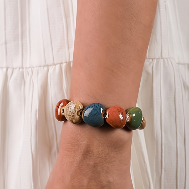 Heart-Shaped Beaded Elastic Bracelets, Daily Wear