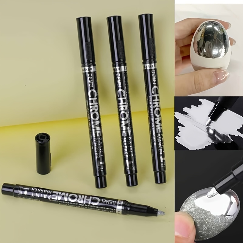 

1/2pcs Silvery Mirrored Effect Markers - Quick-drying And Waterproof, Suitable For Cards, Posters, Mugs, Ceramics, And Glass Crafts