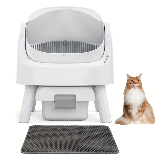 65l self cleaning litter box for cats automatic with large opening dual safety locks white round design 110v 220v us plug cat litter solution accessory stable cat litter box