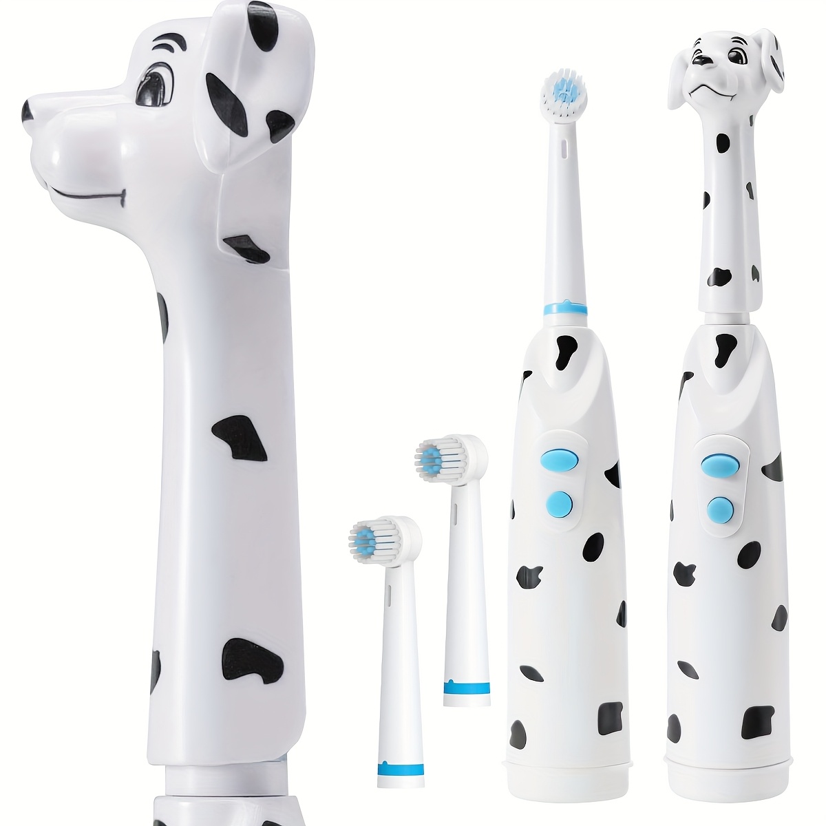Children's Electric Toothbrush For Children's Baby, Spotted Dog Special Dust Cover Cartoon Type Children's Round Head On Battery Electric Toothbrush