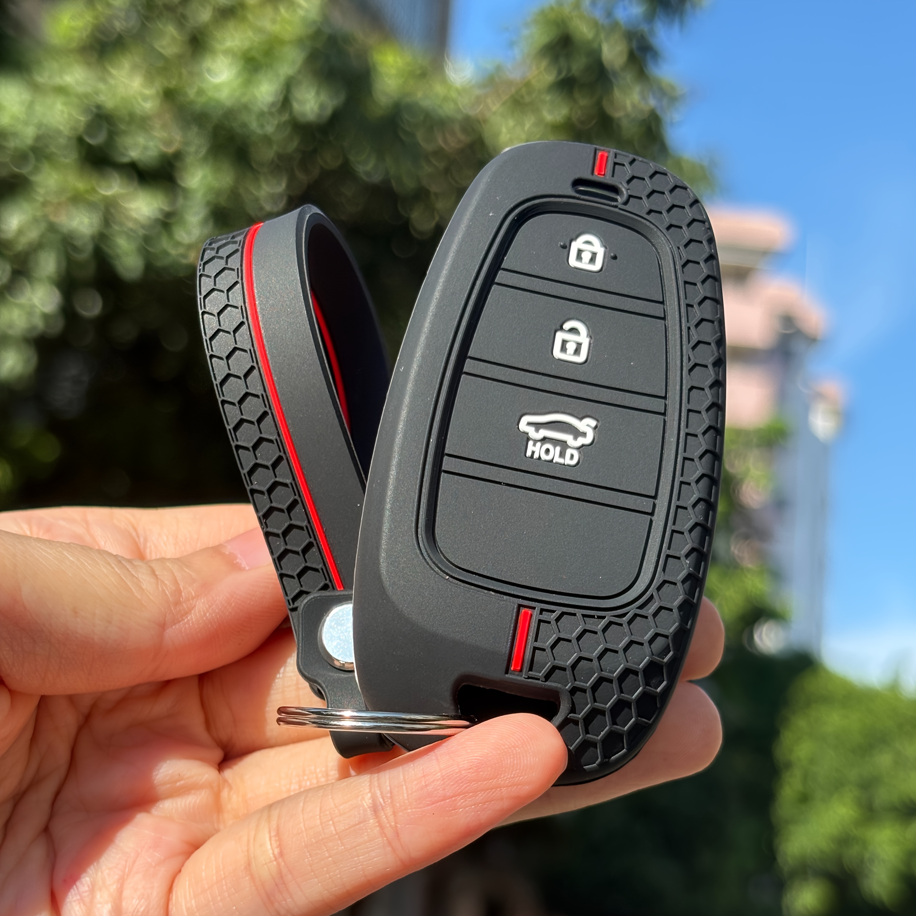 TEMU 2pcs(1pc Keychain +1pc Key Case)key Holder Shell For For Tucson Nx4 For Santa Fe Dn8 Azera Protection Car Accessories As A Gift Of