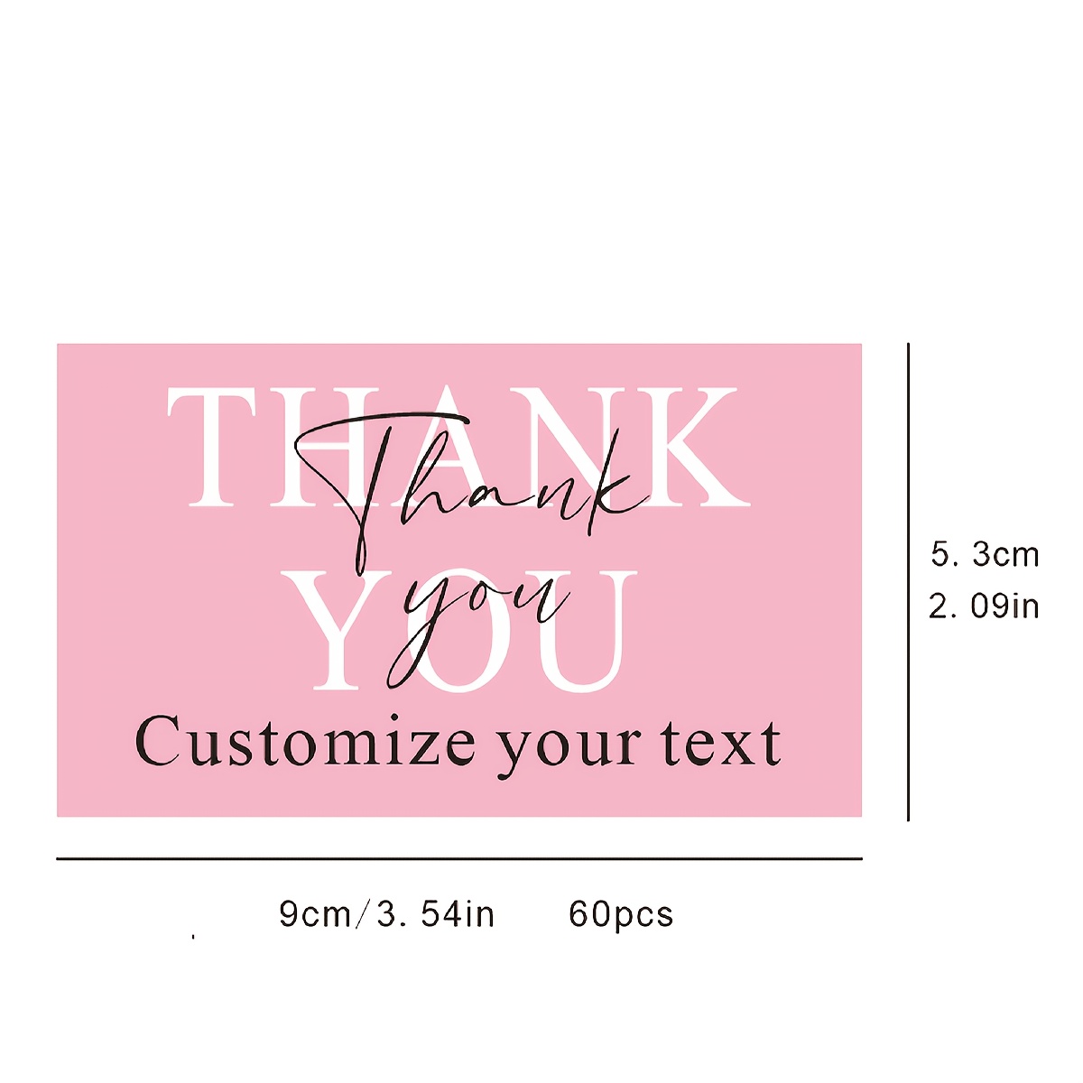 TEMU 60pcs Customizable Pink Thank You Cards For Business Packaging - Personalized Text, Elegant Design, Customer Appreciation And Gratitude ,