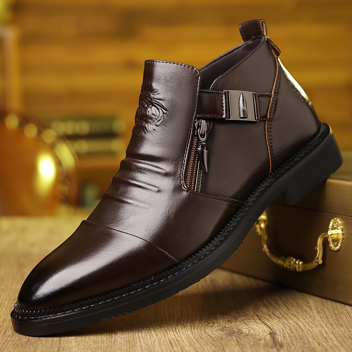 TEMU Ckyf89618 Embossed Casual Men's Ankle Boot