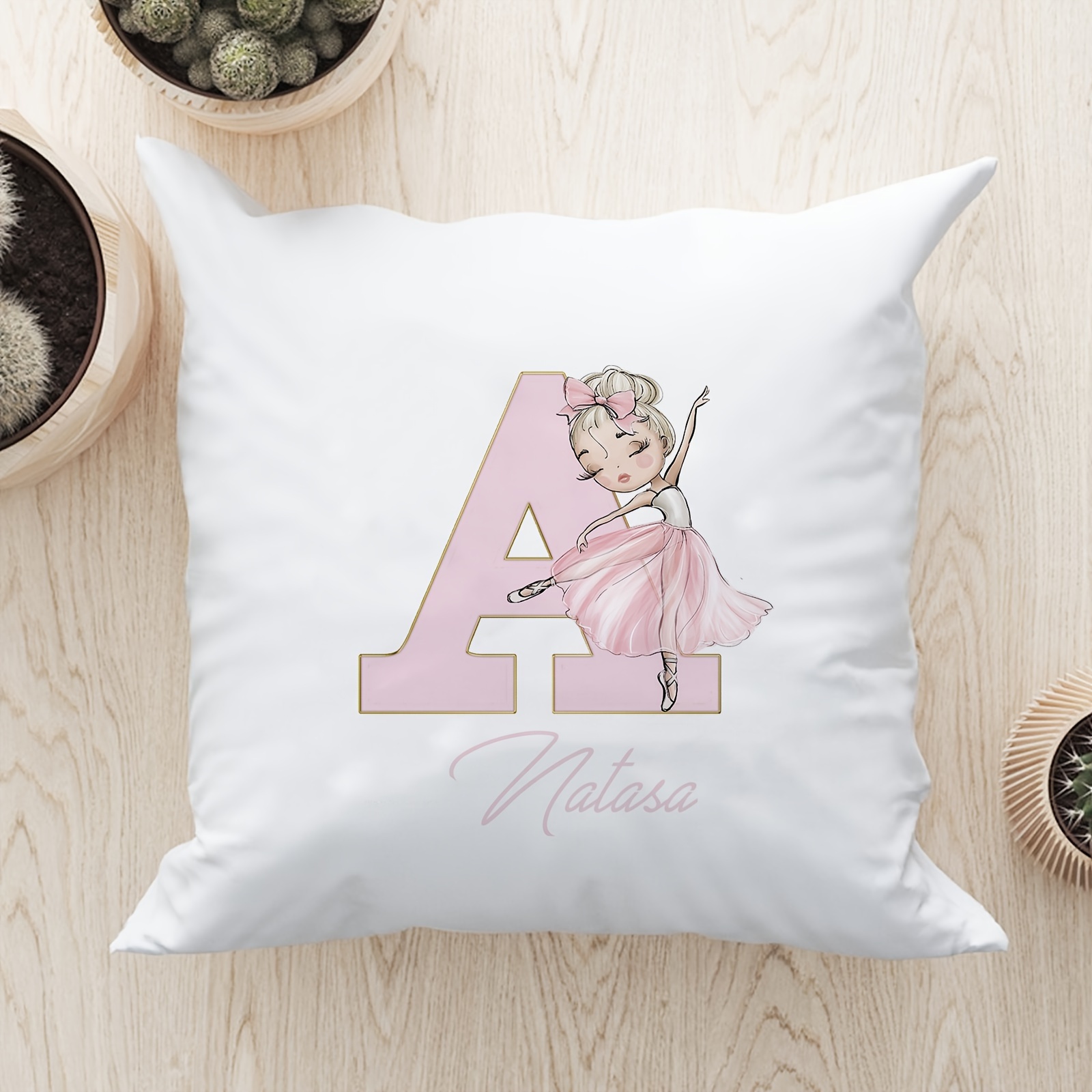 customized ballet girl pink initials velvet pillowcase single sided printing ideal for sofa 1pc no insert included details 3