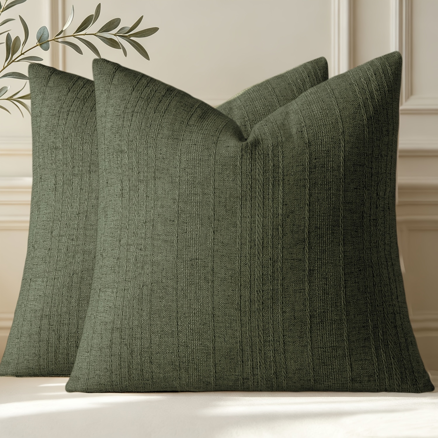 TEMU Bocwre 2-pack Striped Pillowcases, Bohemian Farmhouse Style Cushion Covers, Neutral Striped Textured Decorative Pillow Covers For Sofa, Bed,