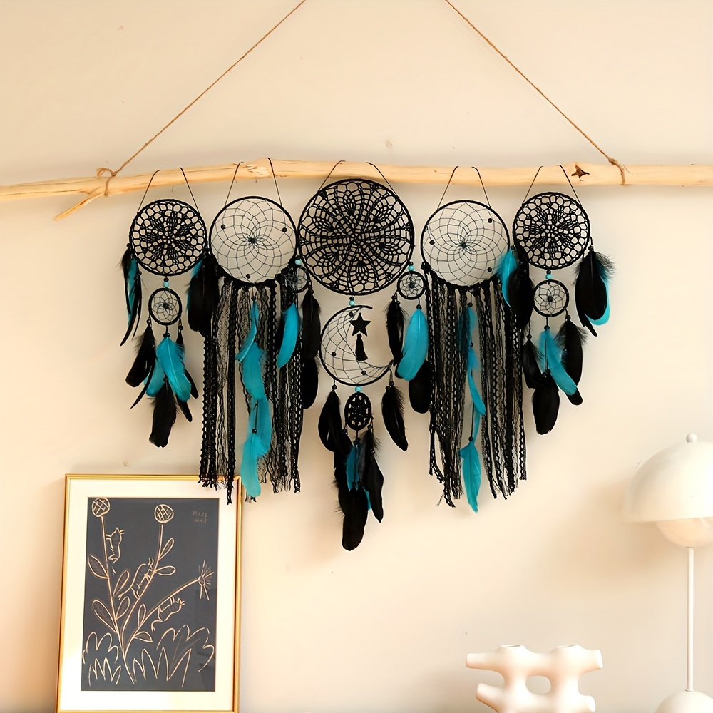 TEMU Set Of 5 Large Dreamcatchers For Hanging, Ideal For Weddings, Room Decor, Wall Art, Bedside Embellishments, And Holiday Gifts