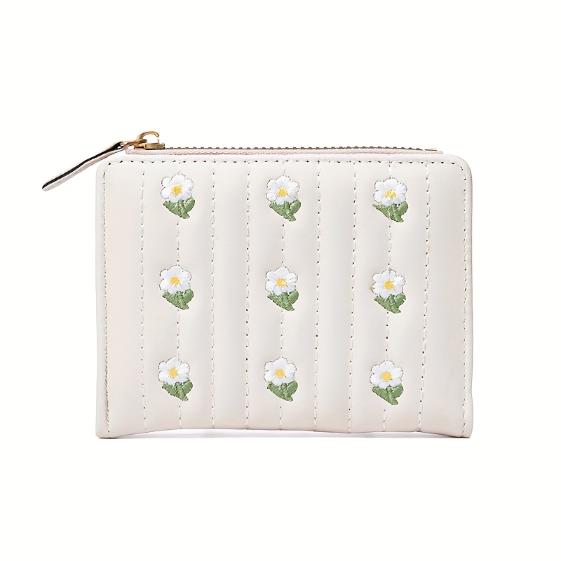 Image of New Simple Multi Card Wallet Autumn Flower Zipper Women's Card Bag Short Women's Wallet