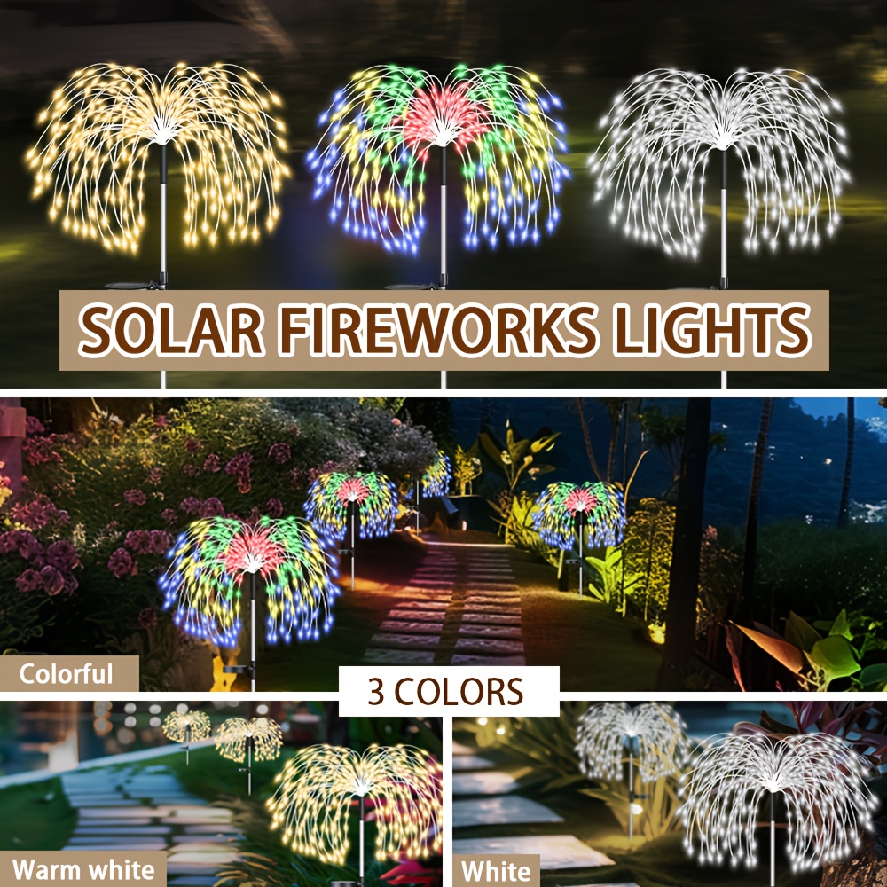 

8 Modes, Solar Garden Fireworks Light Outdoor Waterproof, 60/150/200/240 Led Spark Solar Lights, Outdoor Courtyard, Backyard, Courtyard Path, Sidewalk Decoration