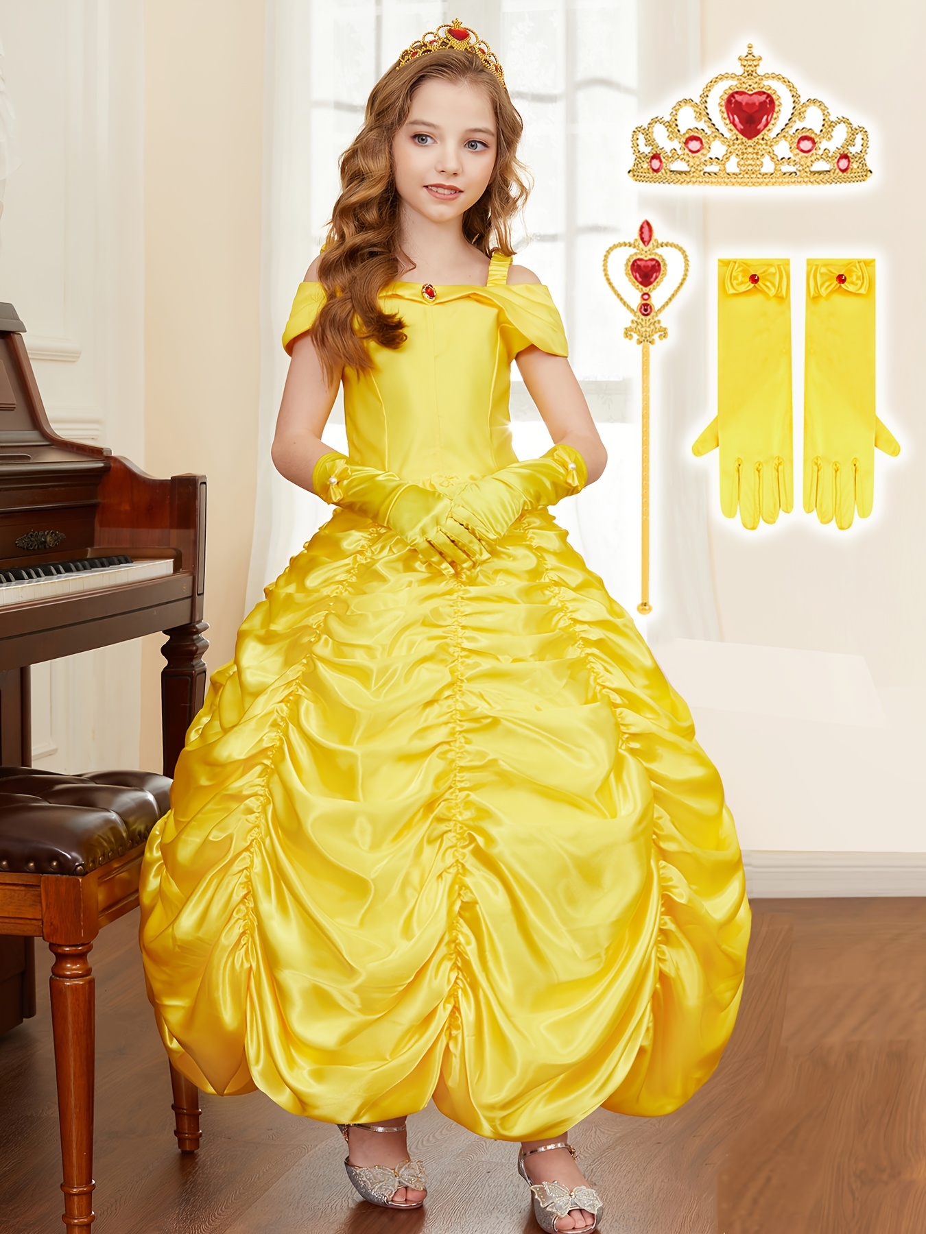 girls fairy tale style themed dress up set of 3pcs, dress, bow hair band,  socks. great for theme events, , stage performances, book days, family ,  gifts. - kids' fashion - Temu Australia