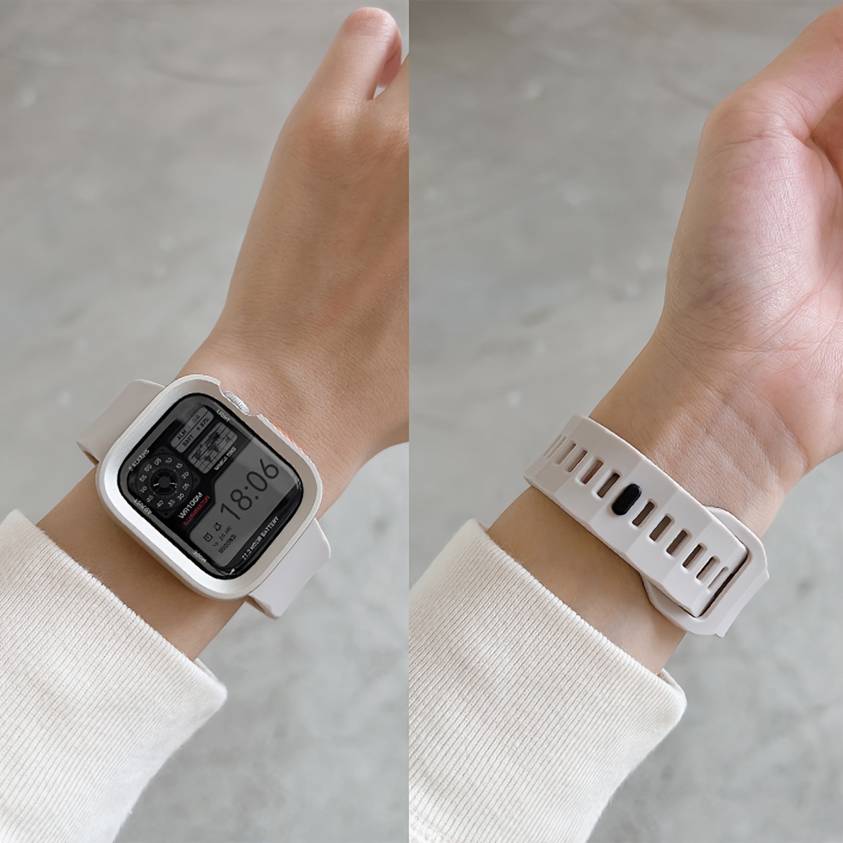 2pcs for Apple Watch Band & Case Combo - Adjustable Silicone Sport Strap with Hollow-Out Soft Protective Cover, Breathable Comfort Fit for Series 1-11/Ultra/SE, 38-49mm, Compatible with 40/41/42/44/45/46/49mm, Durable Protective Case Accessories