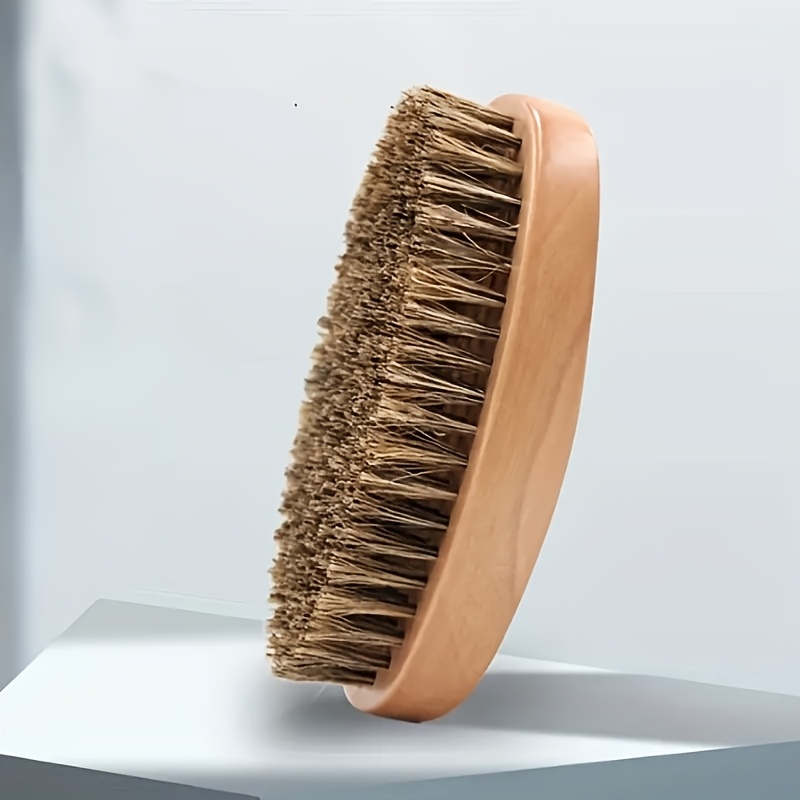 TEMU A Customizable Men's Hairbrush With Stiff, Dual-strength Hair And Beard Brushes With Natural Bristles And Wood For Facial Massage, Perfect