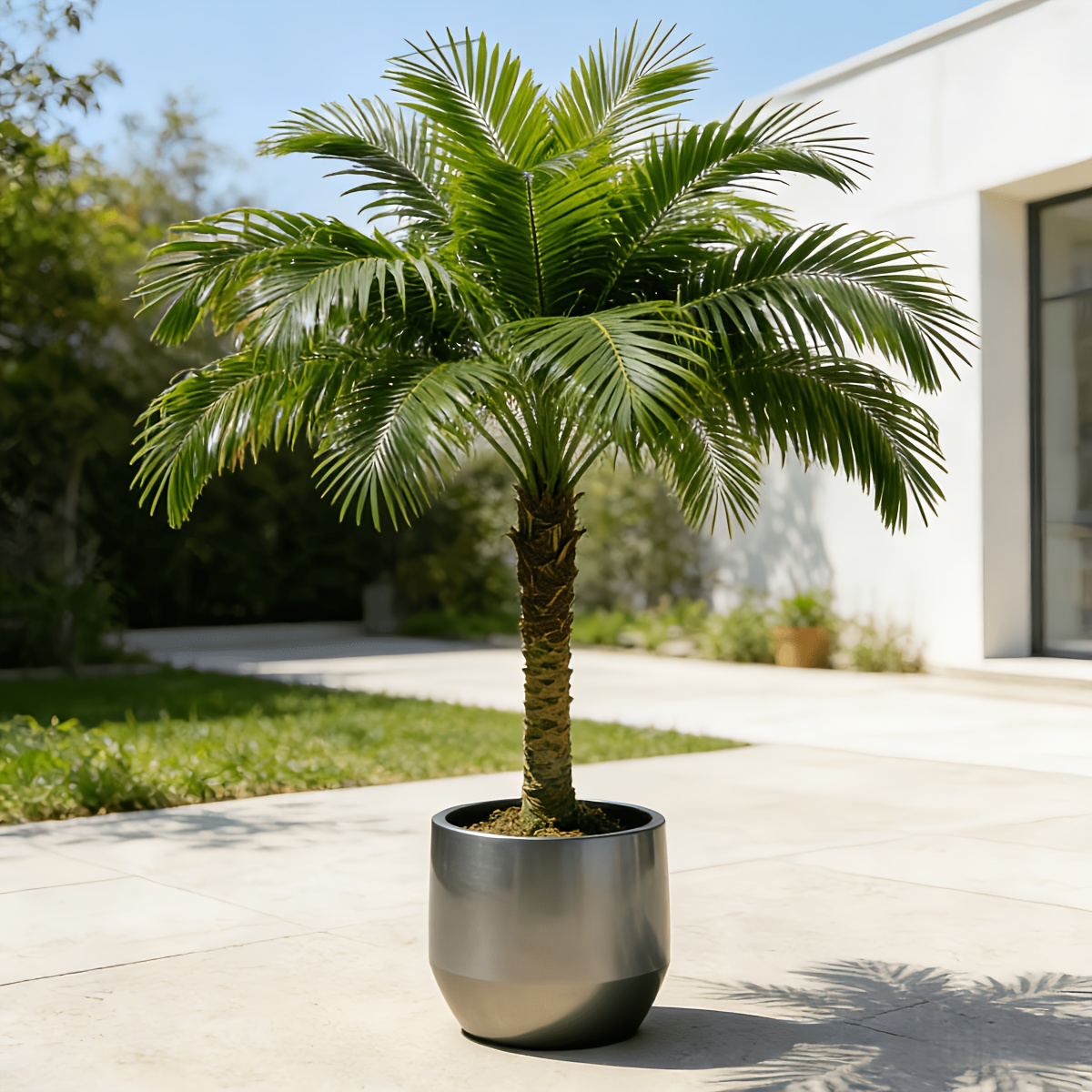 1 Extra Large Artificial Palm Tree Green Plant - Modern Wedding Garden Decoration, Maintenance-Free Evergreen Artificial Plant | Evergreen Potted Plant, Home Office Large Leaf Decorative Tree, Courtyard Nordic Style Artificial Tree