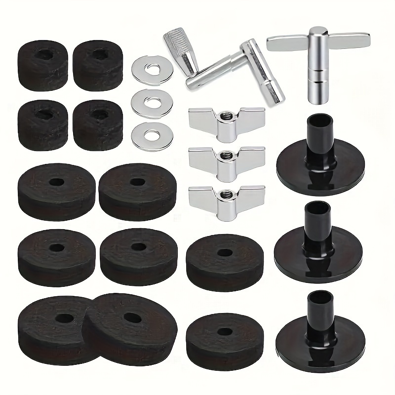 

23-piece Alloy Drum Set Accessories Kit - Non-slip Felt Pads, Alloy Drum Key, Wing Nuts, Sleeves - Essential Hardware